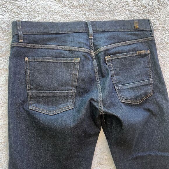 7 For All Mankind Men’s Slimmy Selvedge Denim Jeans Indigo Dark Blue 36X33 - Picture 9 of 9
